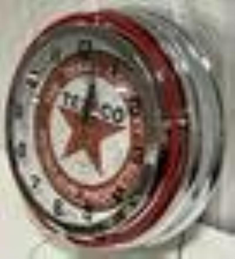 Modern Texaco Service Station Neon Clock