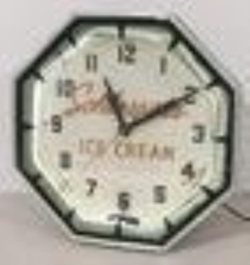 Vintage Schlosser's Ice Cream Neon NPI Adv Clock