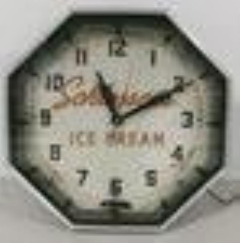 Vintage Schlosser's Ice Cream Neon NPI Adv Clock