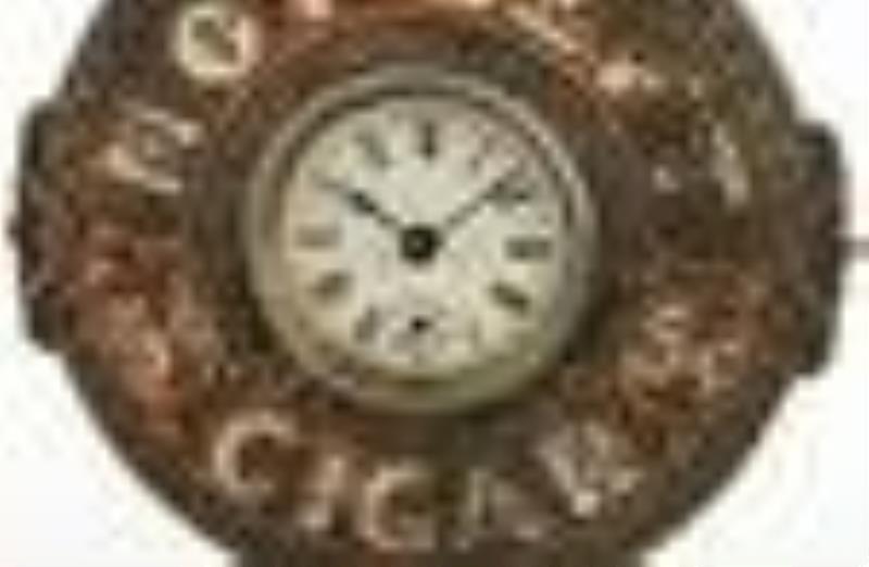 Van Slyke & Horton "Not Left" Cigar Cutter Clock