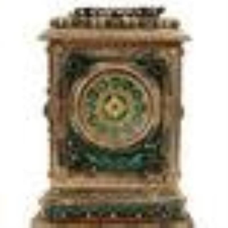 Antique Viennese Vermeil & Semi-Precious Stone Desk Clock