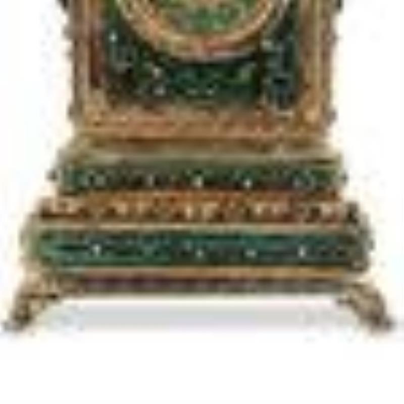 Antique Viennese Vermeil & Semi-Precious Stone Desk Clock