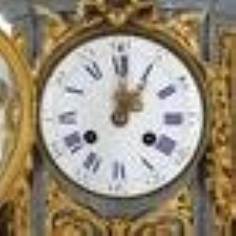 (3Pc) Antique French Marble & Gilt Garniture Clock
