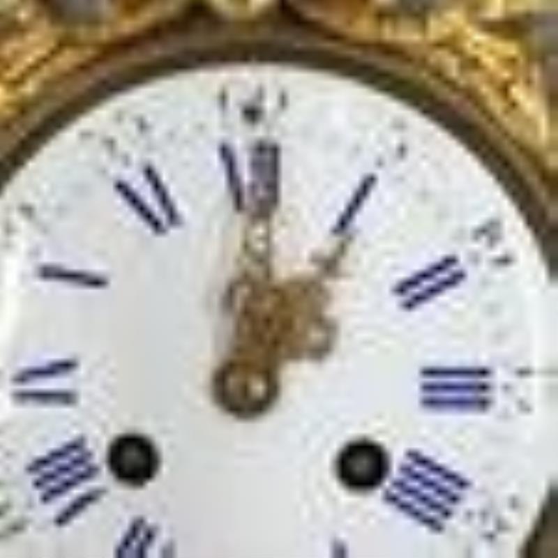 (3Pc) Antique French Marble & Gilt Garniture Clock