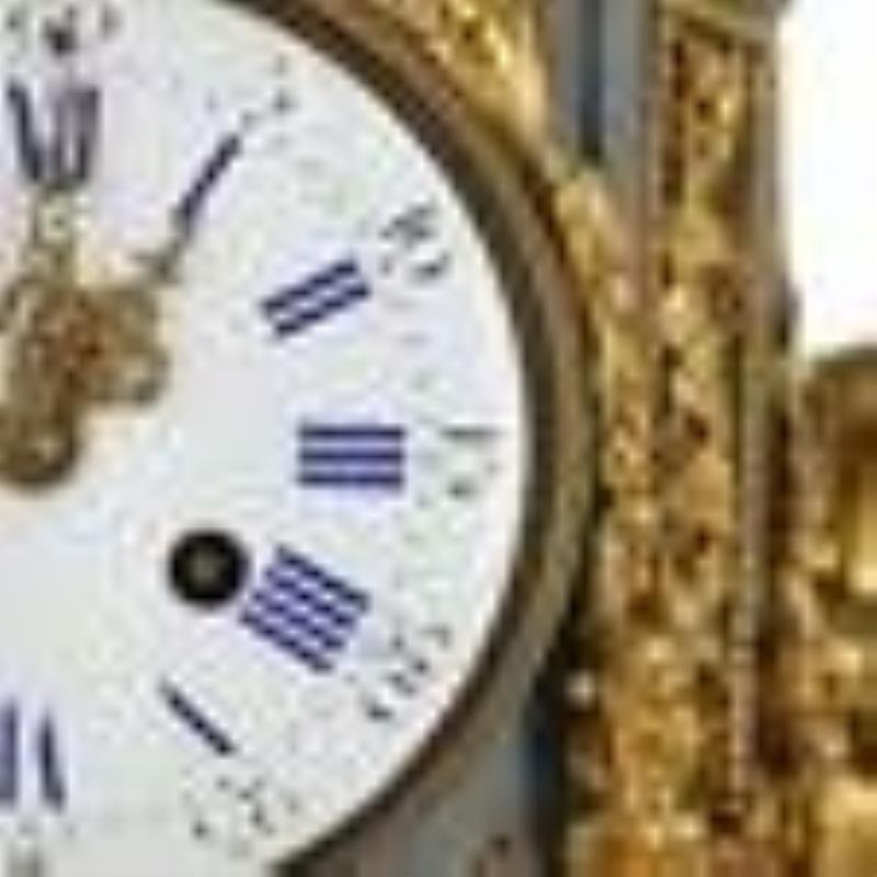 (3Pc) Antique French Marble & Gilt Garniture Clock