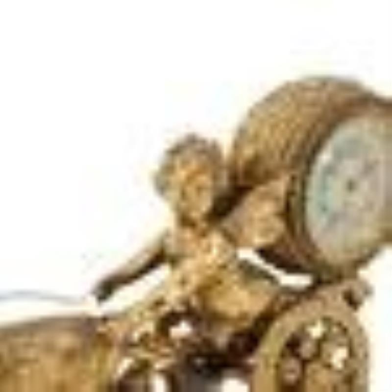 Gilt Bronze Fairy And Reindeer Desk Clock