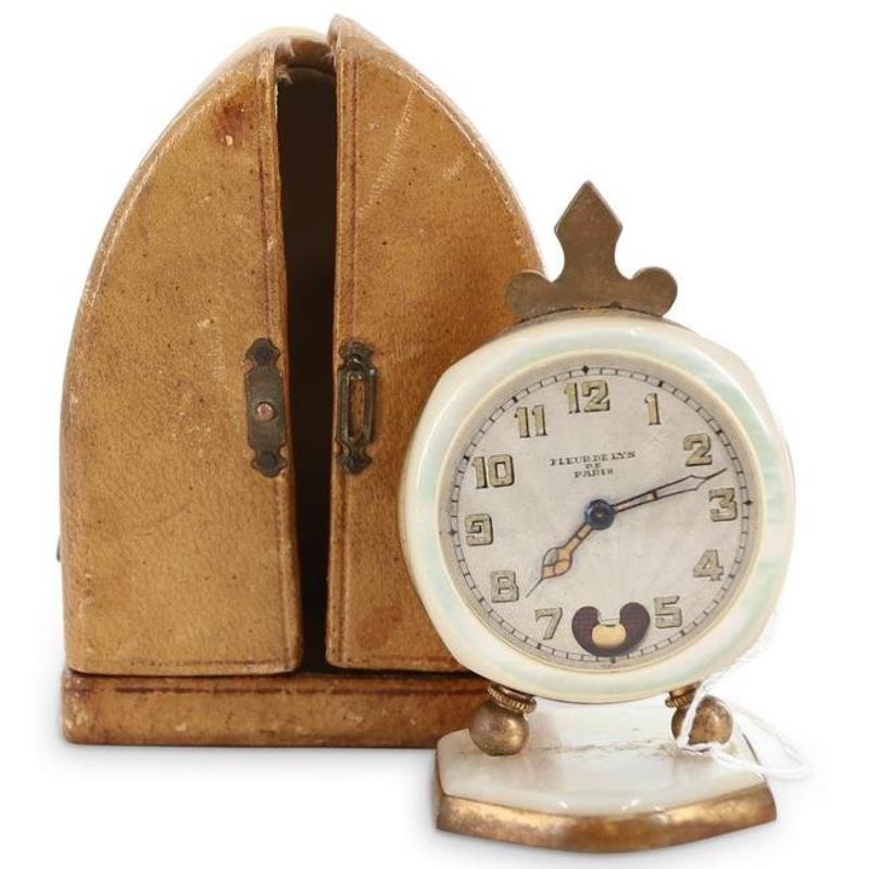 Miniature Brevet Travel Clock With Case