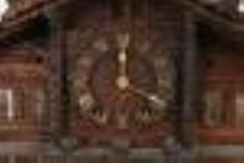 Wooden Swiss Chalet Music Box Form Clock