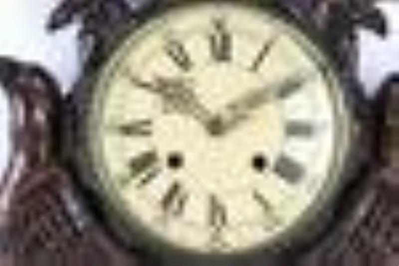 Griffin Decorated Carved Wood Wall Clock