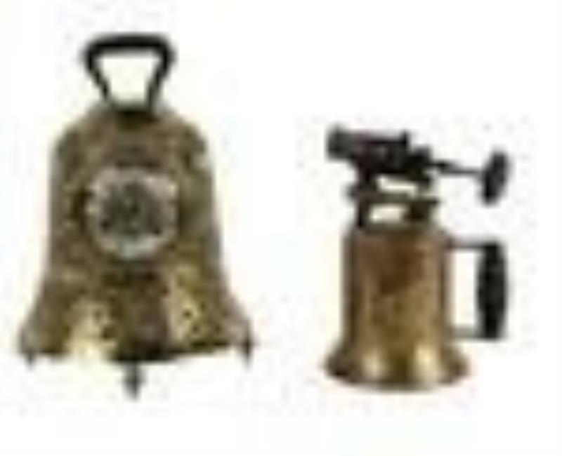 Repousse Brass Bell-Form Mantle Clock