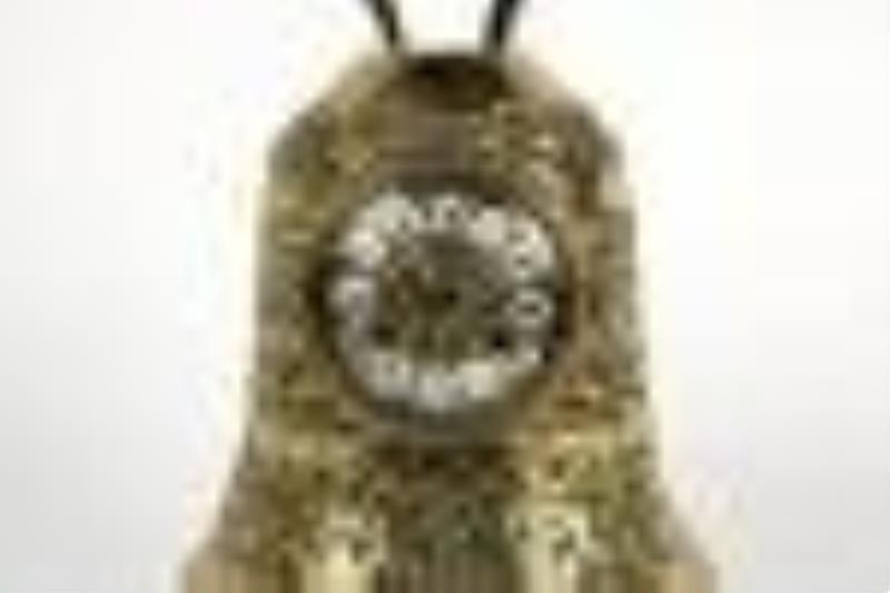 Repousse Brass Bell-Form Mantle Clock