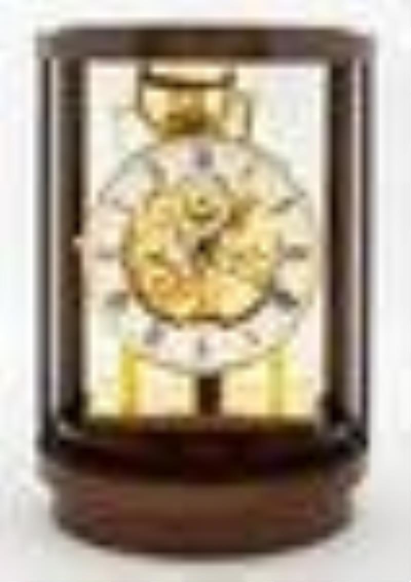 Kieninger Gold-Tone Brass Clock in Wood Case