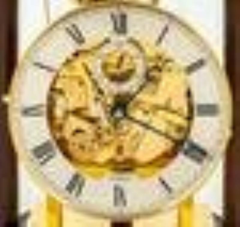 Kieninger Gold-Tone Brass Clock in Wood Case