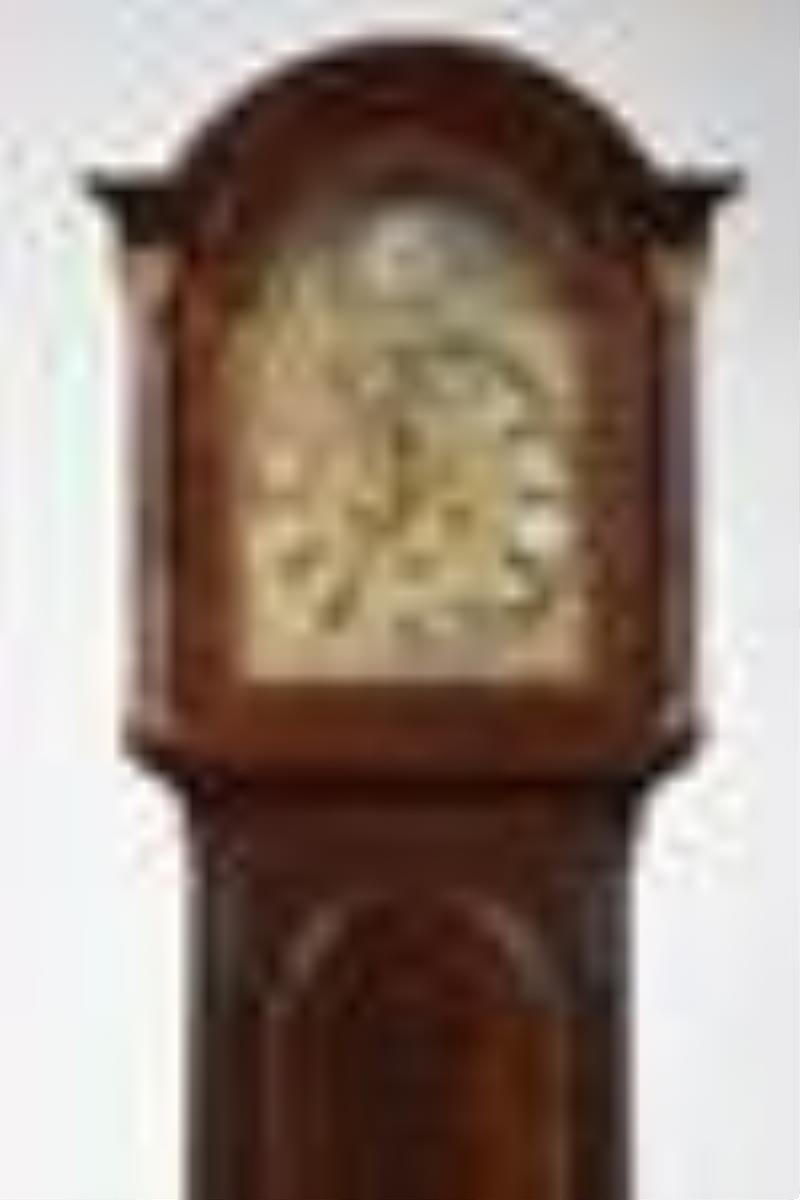 George III Figured Mahogany Gilt Brass Mounted Tall Case Clock