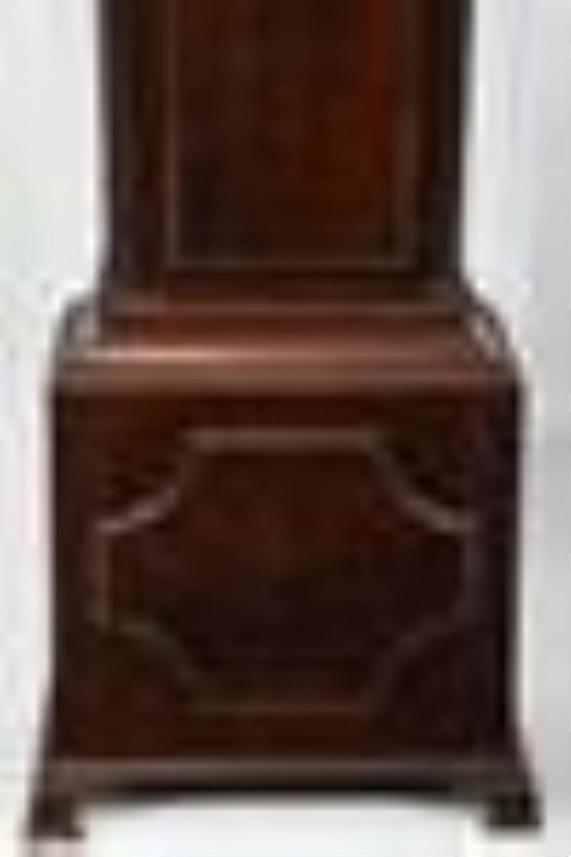 George III Figured Mahogany Gilt Brass Mounted Tall Case Clock