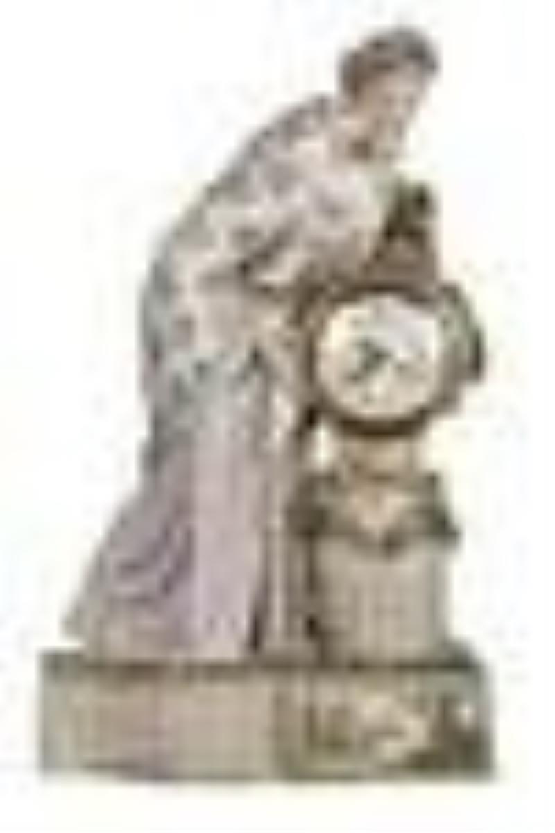 A Large French Hand Painted Porcelain Figural Clock
