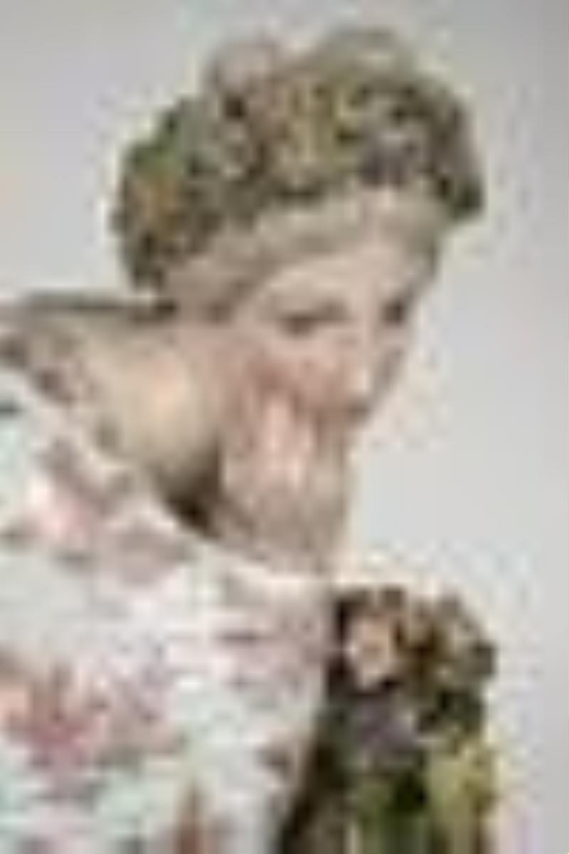 A Large French Hand Painted Porcelain Figural Clock