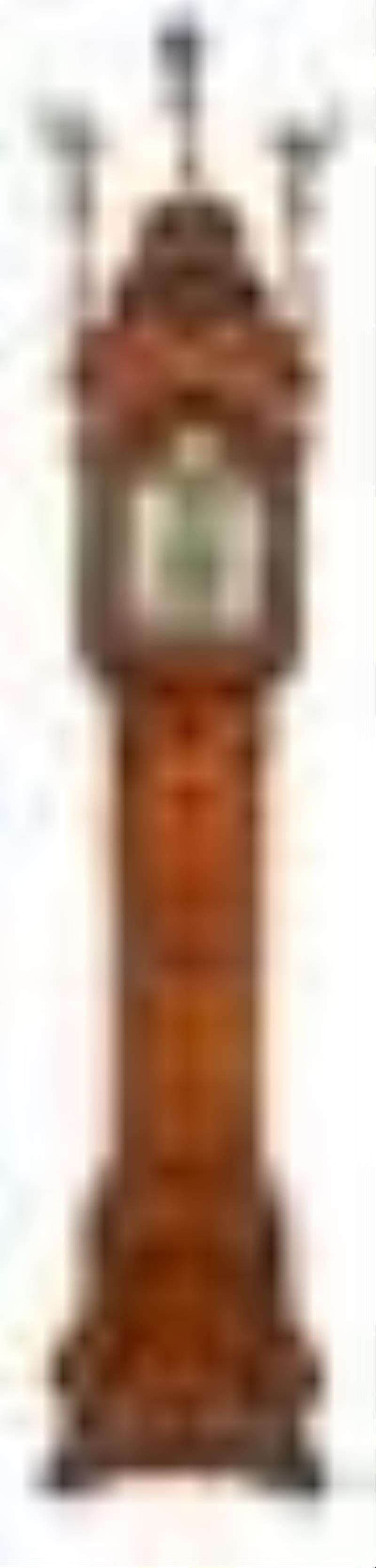 Dutch Rococo Carved Inlaid Mahogany and Burlwood Musical Tall Case Clock