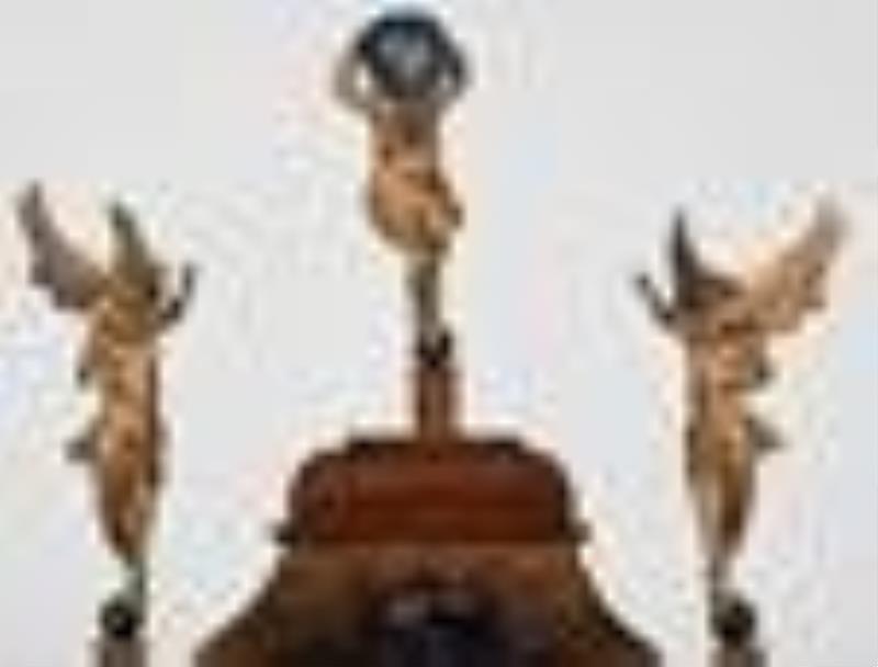 Dutch Rococo Carved Inlaid Mahogany and Burlwood Musical Tall Case Clock