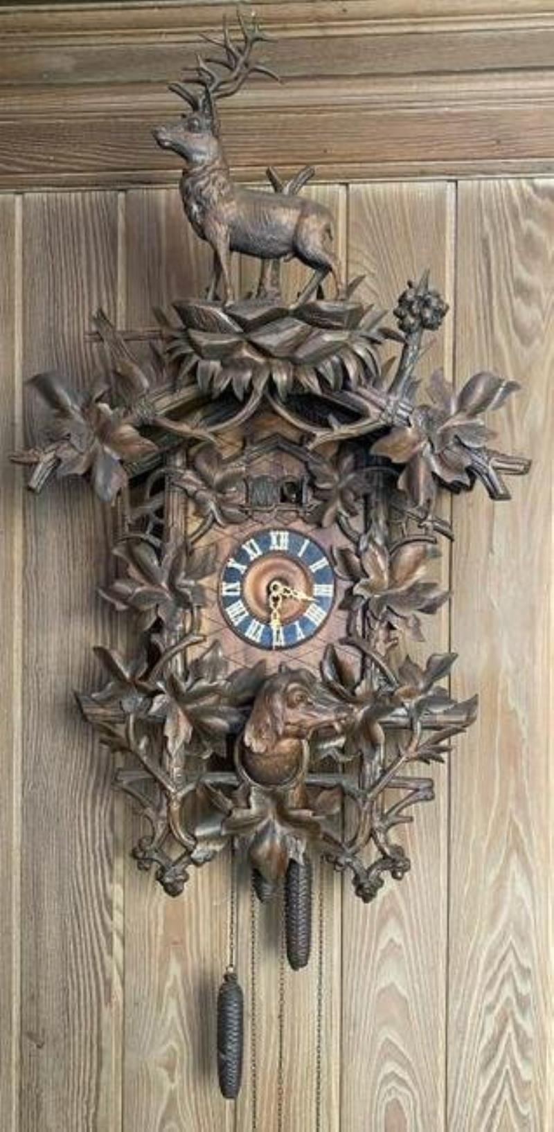 Carved Walnut Black Forest Cuckoo Clock