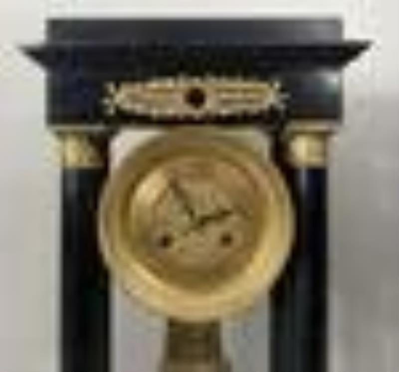 French Empire Black Marble Mantle Clock