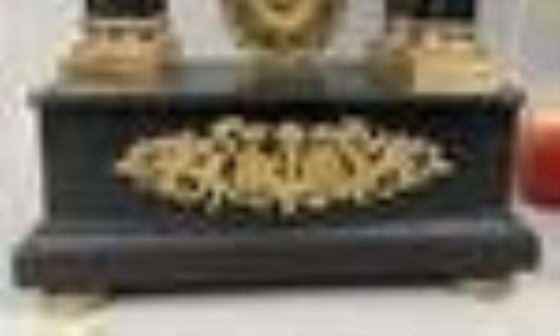 French Empire Black Marble Mantle Clock