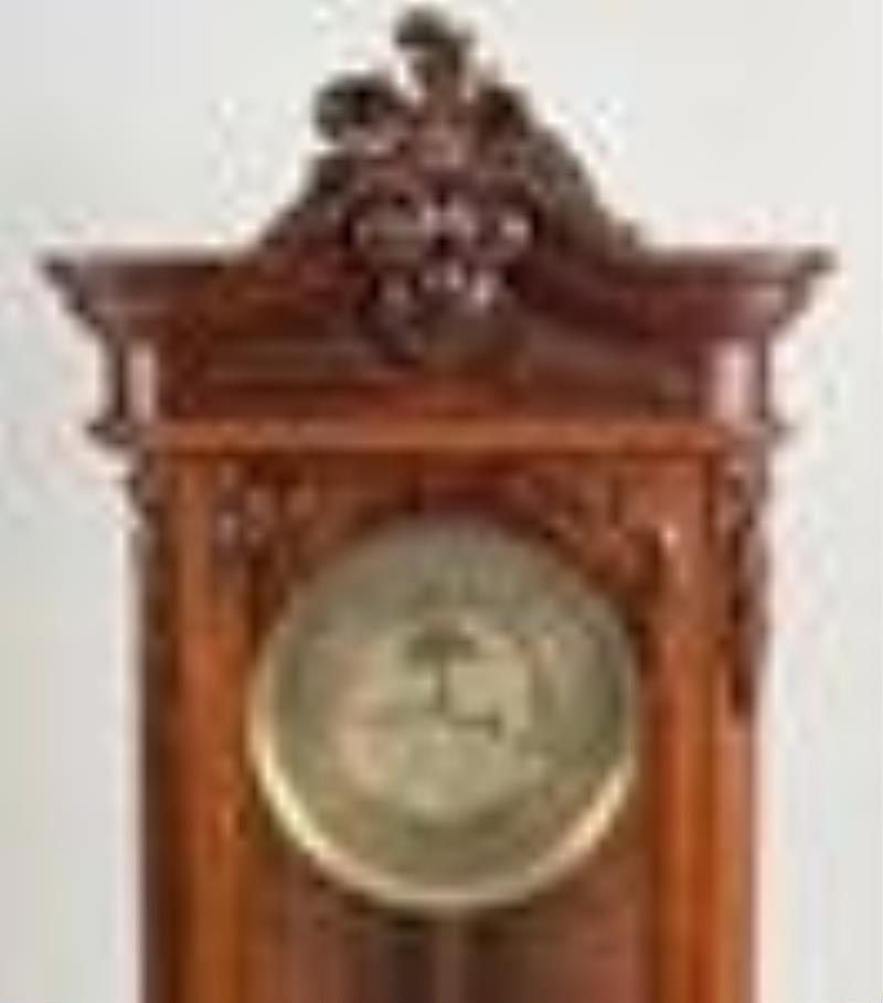 Fine Carved Mahogany Regulator Wall Clock