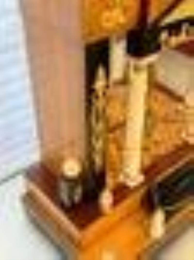 Antique Biedermeier Bronze & Marble Wooden Clock