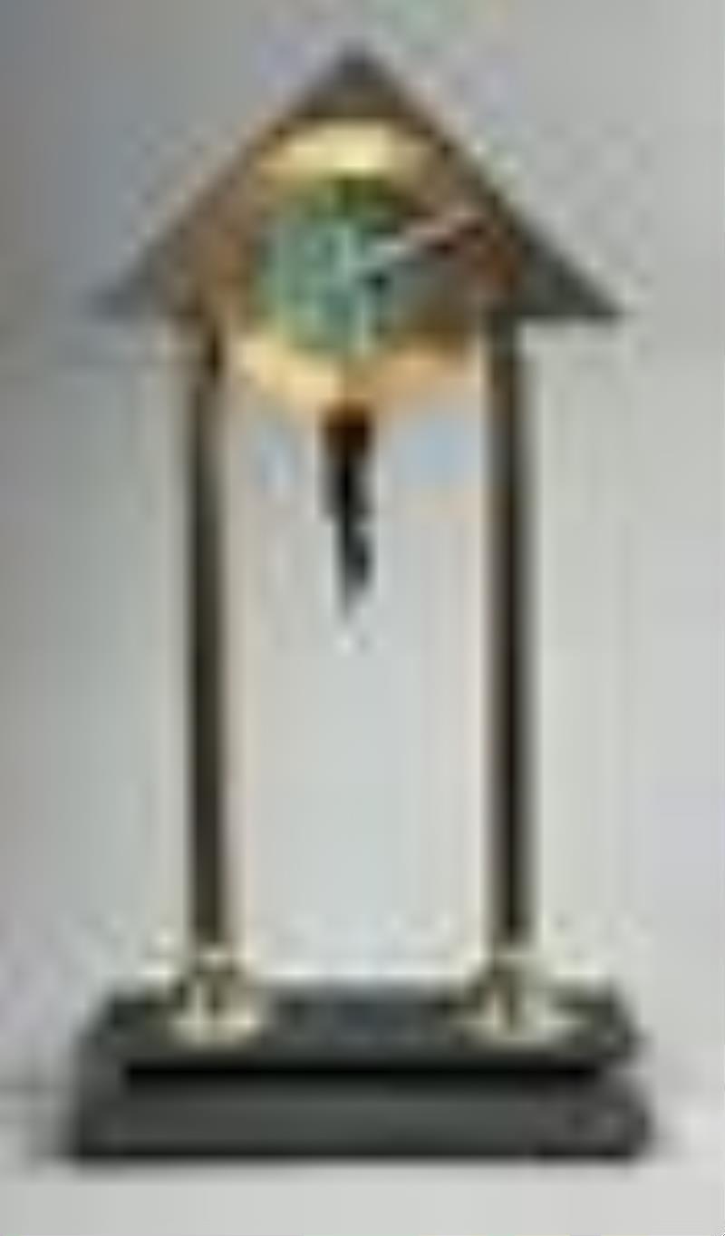 Post -Modern Copper and Slate Mantle Clock