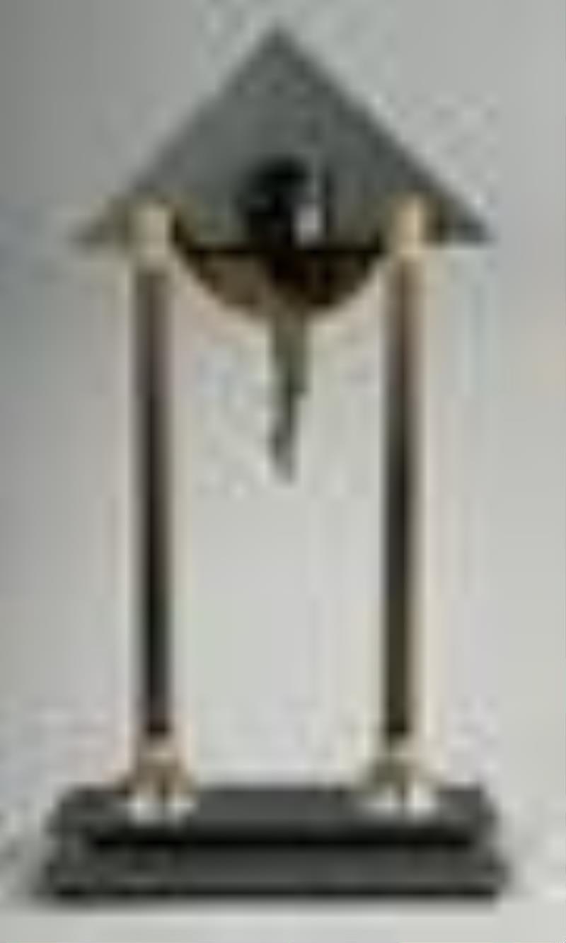 Post -Modern Copper and Slate Mantle Clock