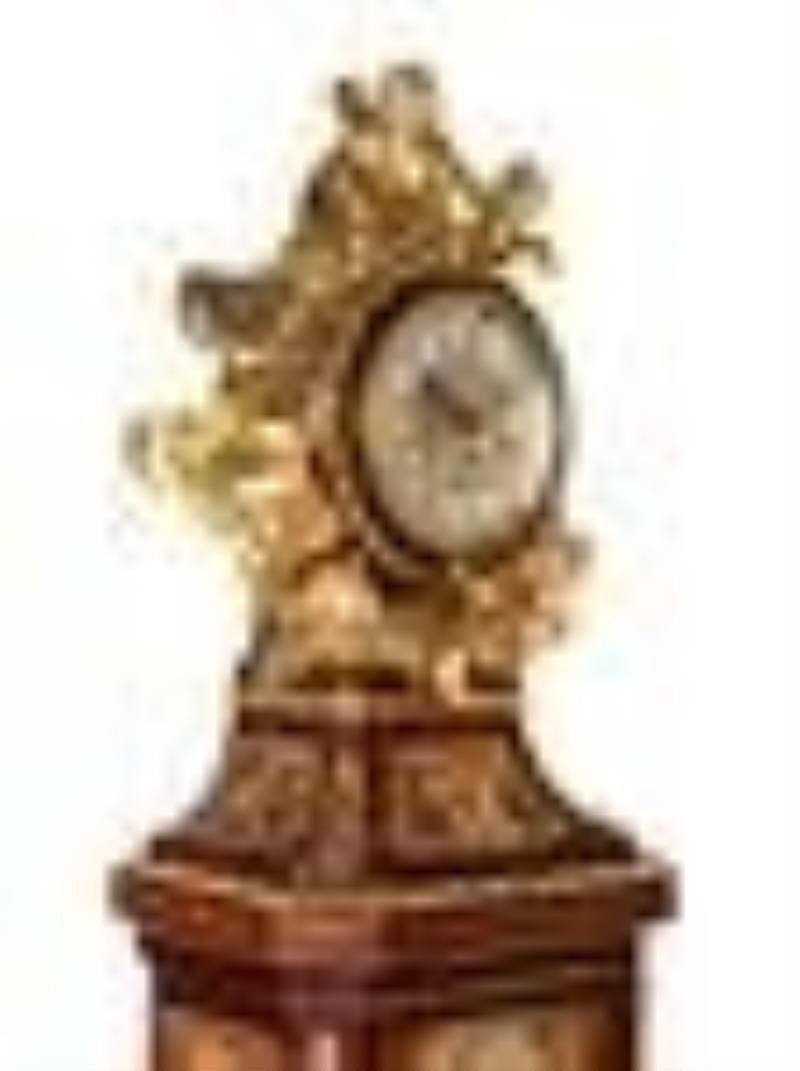 A Louis XV Style Gilt Bronze-Mounted Parquetry Tall Case Clock