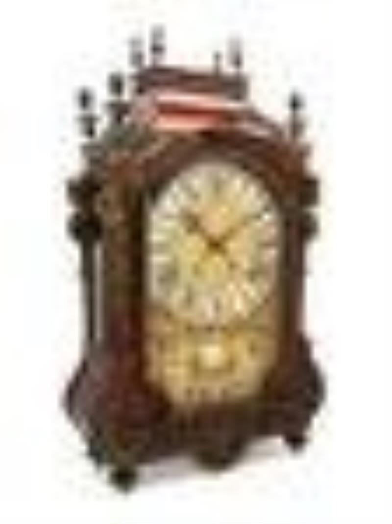 A Louis XIV Style Gilt Bronze and Tortoiseshell Veneered Mantel Clock