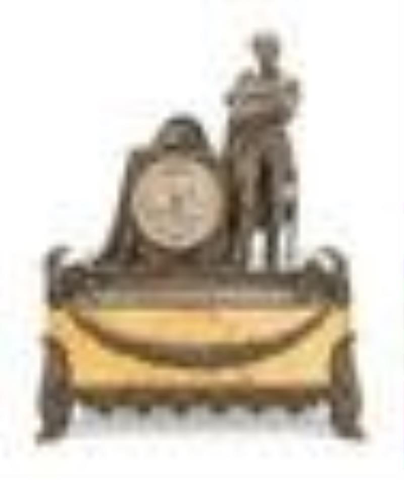 A Louis Philippe Bronze and Sienna Marble Clock