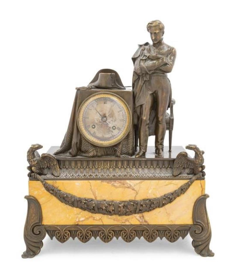 A Louis Philippe Bronze and Sienna Marble Clock