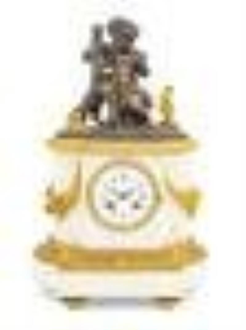 A French Bronze and Marble Clock