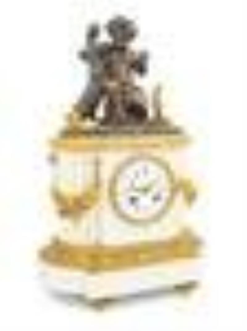 A French Bronze and Marble Clock