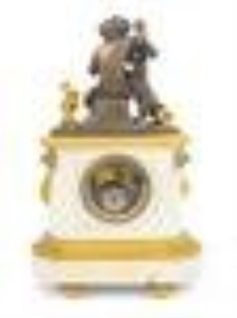 A French Bronze and Marble Clock