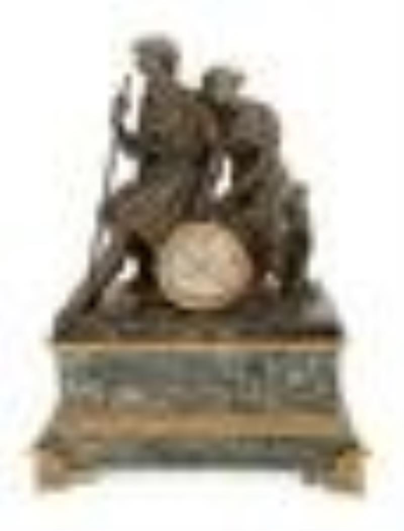 A French Bronze and Marble Figural Clock
