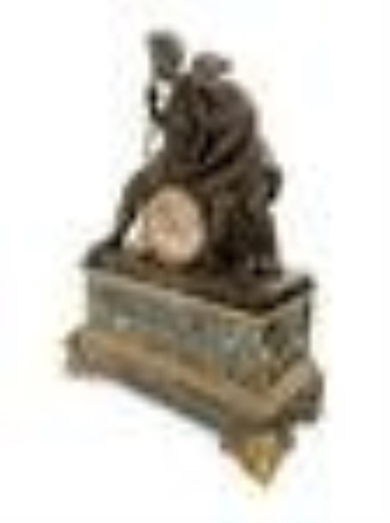A French Bronze and Marble Figural Clock