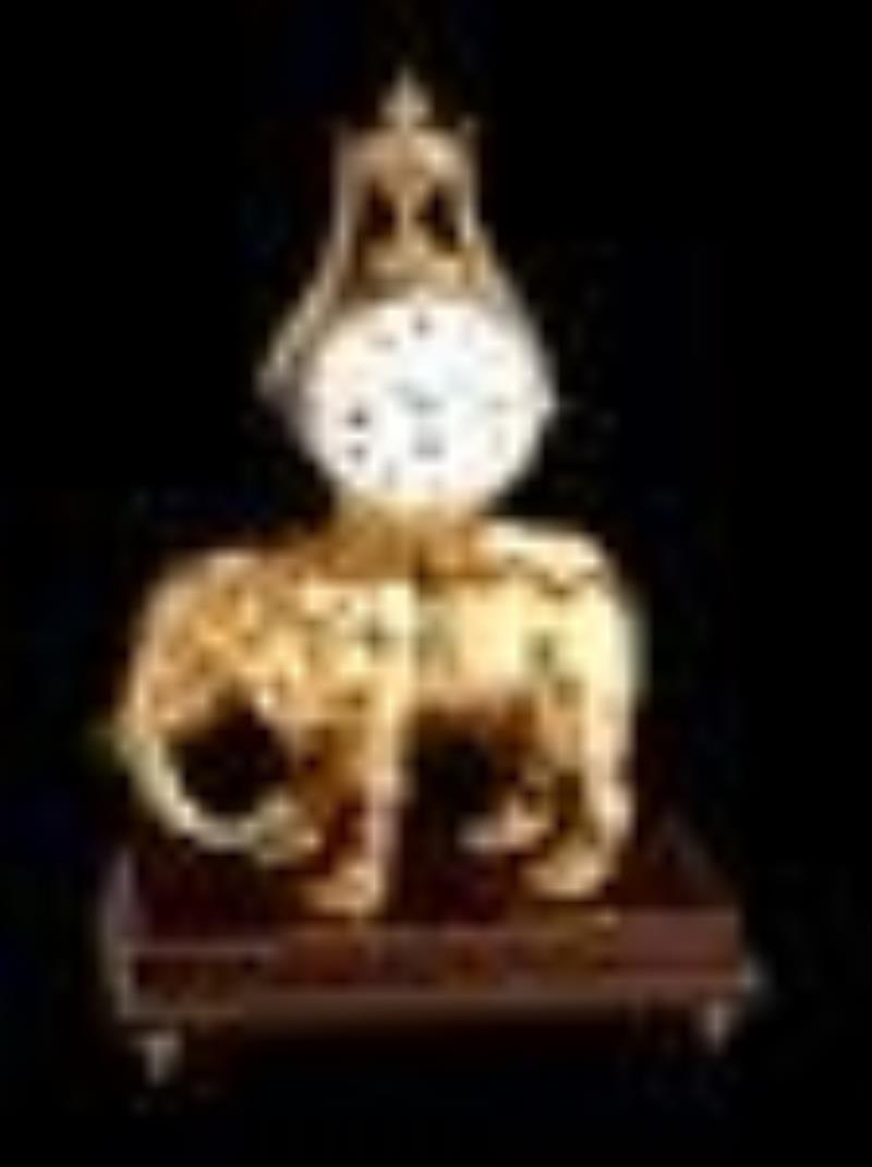 A French Gilt Metal and Giltwood or Composition Elephant Clock
