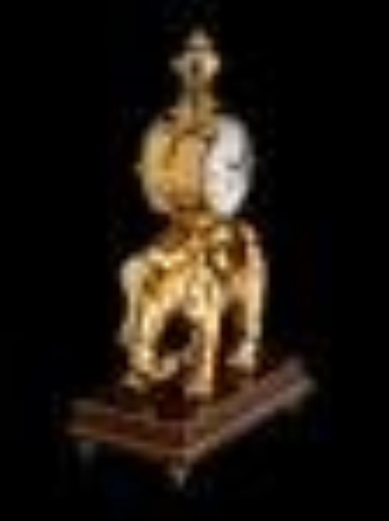 A French Gilt Metal and Giltwood or Composition Elephant Clock