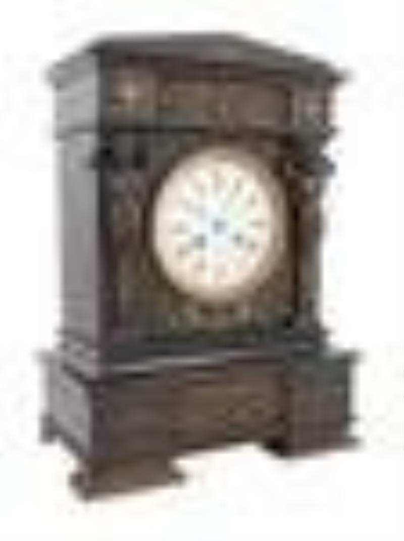 A French Bronze and Slate Mantel Clock