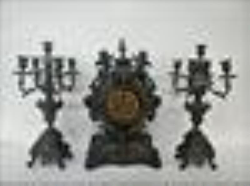 French Ornate Brass Clock With Cherubs