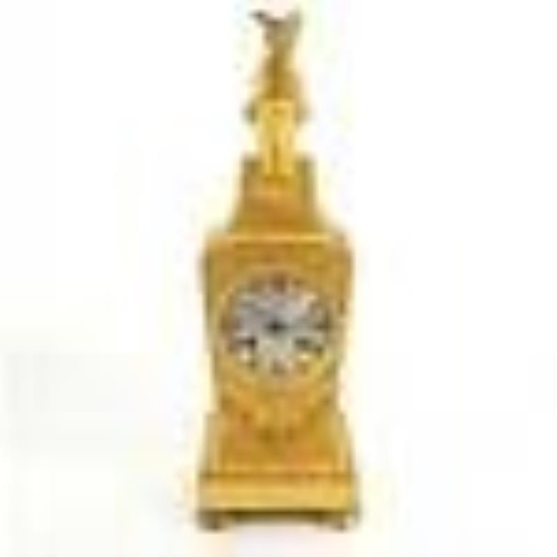 Late 19th C. French Gilt Bronze Mantel Clock