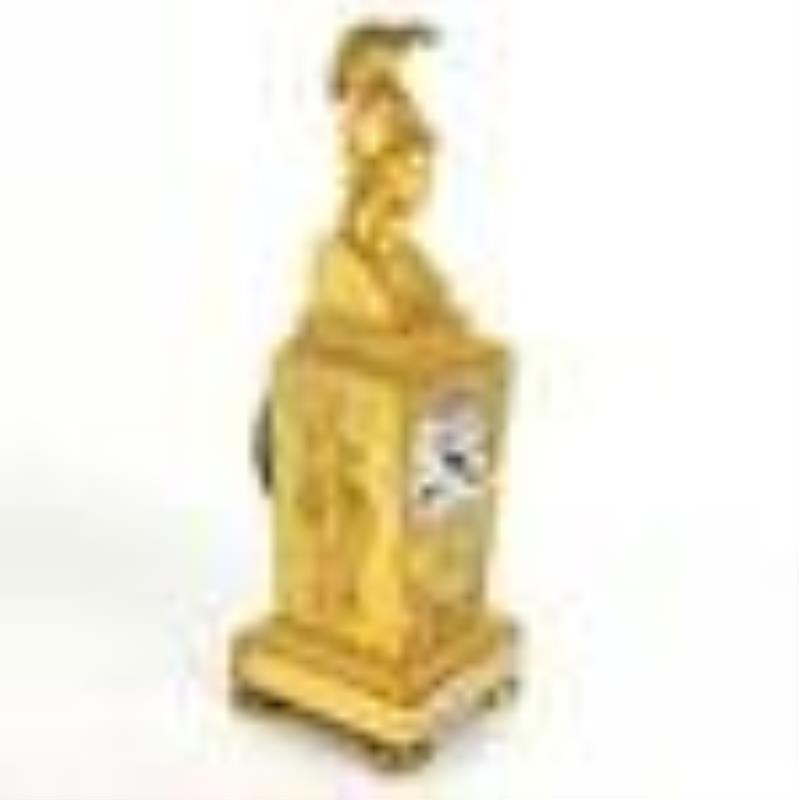 Late 19th C. French Gilt Bronze Mantel Clock