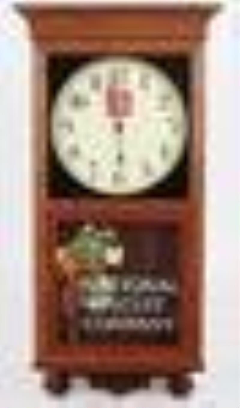 American Oak & Reverse Painted Regulator Clock