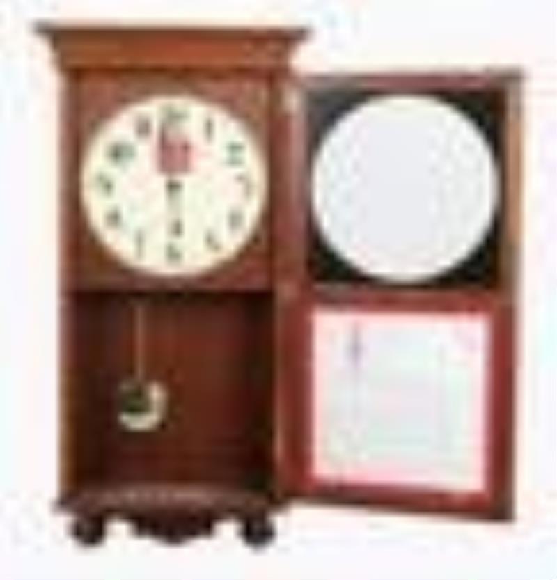American Oak & Reverse Painted Regulator Clock