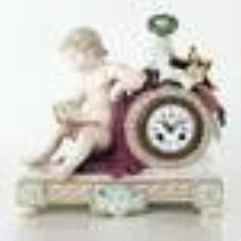 Meissen German Porcelain Figural Mantel Clock