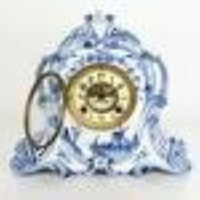 Continental Blue & White Porcelain Mantel Clock