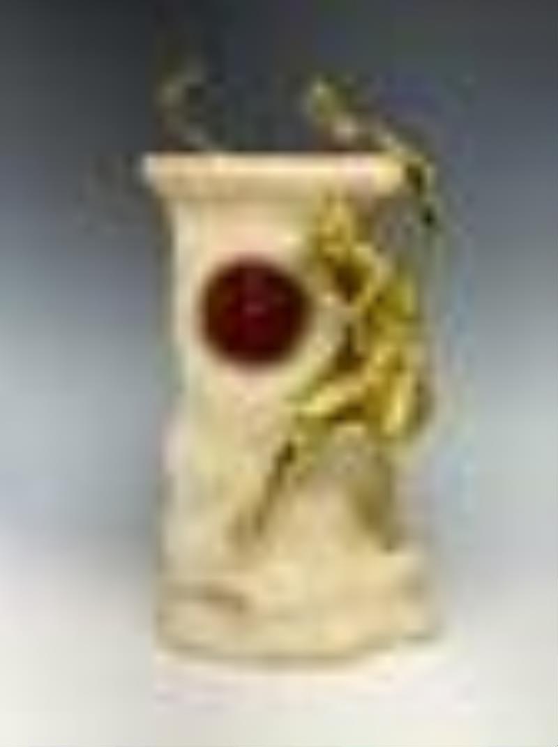 Joachim Angles Cane Alabaster/Bronze Clock w Nude